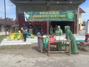 Dukung Ketahanan Pangan Kodim 0103/Aut Gelar Pasar Murah, 300 Ratus Beras SPHP Ludes Terjual
