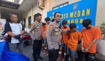 Polsek Sunggal Ringkus 7 Specialis Begal Malam, 5 Orang Ditembak