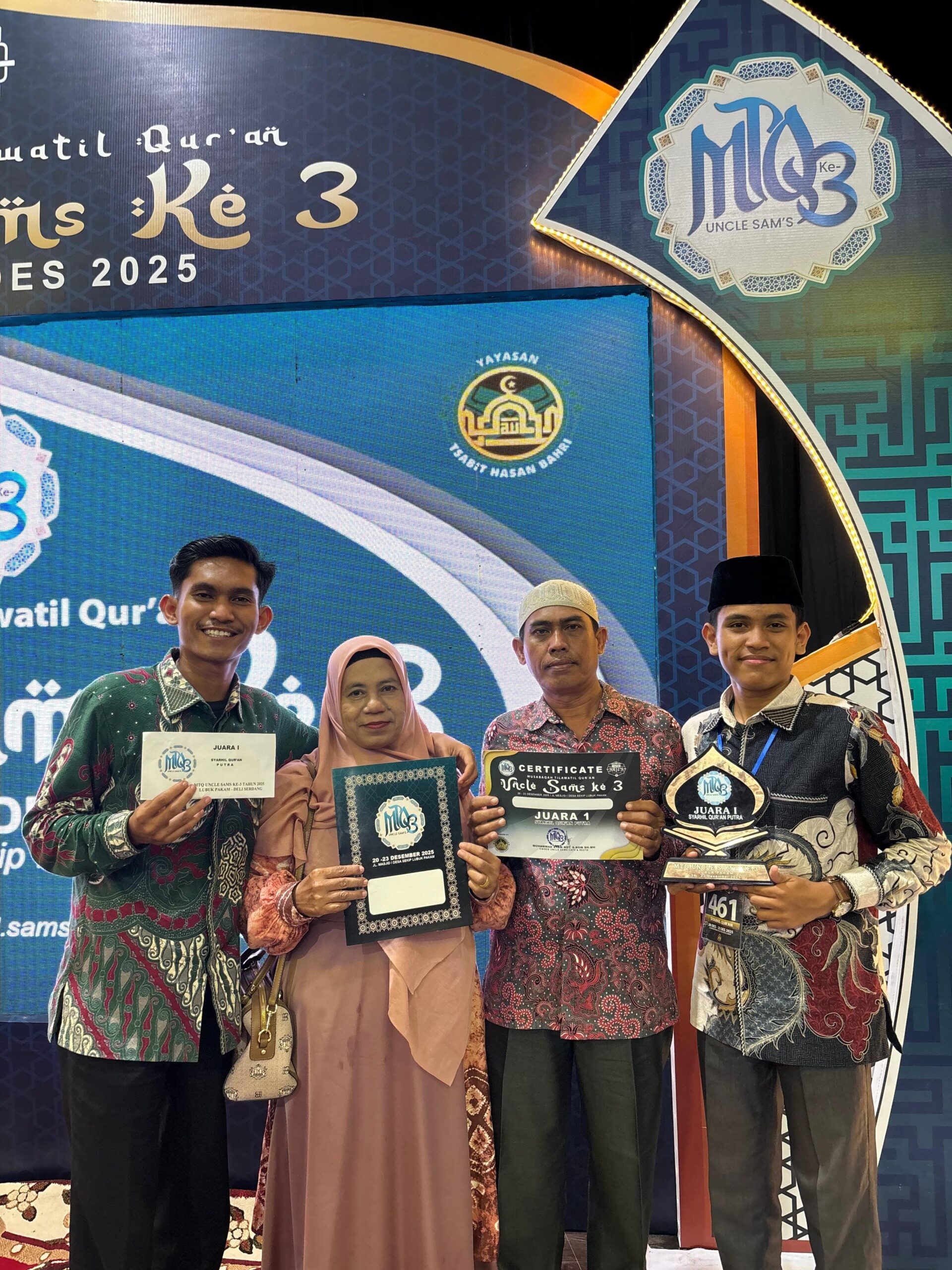 Ahmad Hanafi Raih Prestasi Juara 1 MTQ Cabang Syarhil Tingkat Kabupaten Deli Serdang