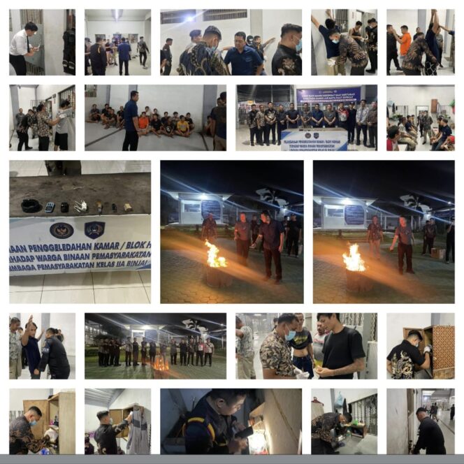 
					Razia Mendadak Malam Hari, Lapas Kelas IIA Binjai Sikat Barang Terlarang dari Blok Hunian WBP