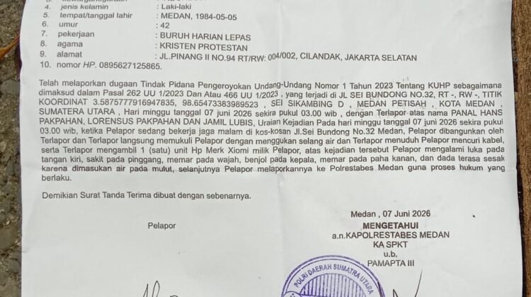 Seorang Penjaga Malam Kosan Mewah Tumbang Dianiaya Sekelompok Preman di Jalan Sei Bundong, Panit SPKT Polrestabes Medan : Pelaku Ditindak