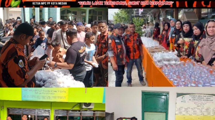 Tebar Kepedulian di Jum’at Berkah, PAC Pemuda Pancasila Medan Area Bagikan 1.000 Paket Makanan Untuk Jamaah dan Panti Asuhan