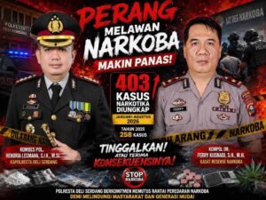 Tak Ada Tempat untuk Narkoba, 403 Kasus Berhasil Diungkap Polresta Deli Serdang