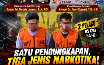 Polresta Deli Serdang Ungkap Kasus Narkotika, Amankan pengedarnya beserta 82,62 Gram Sabu, Ekstasi dan Ganja