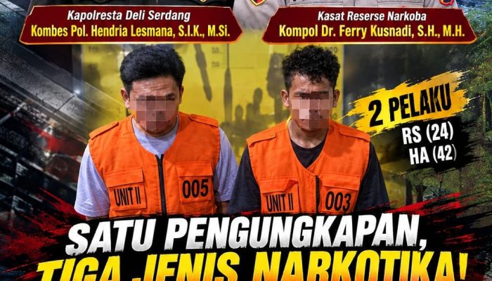 Polresta Deli Serdang Ungkap Kasus Narkotika, Amankan pengedarnya beserta 82,62 Gram Sabu, Ekstasi dan Ganja