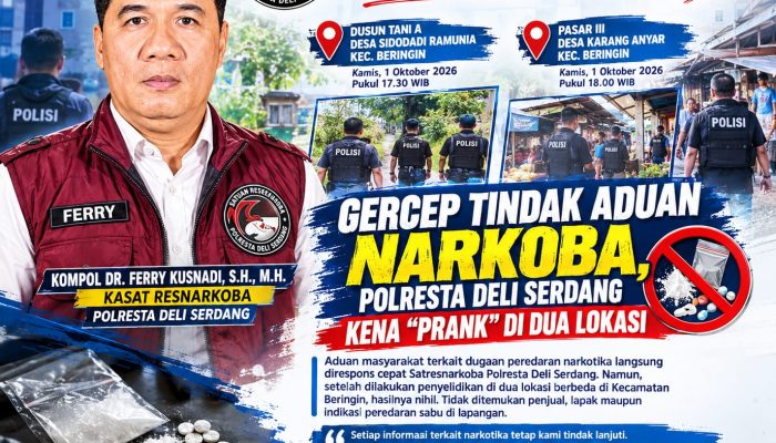 Gerak Cepat Satresnarkoba Polresta Deli Serdang Tindak Aduan Warga, Dua Lokasi Diduga Sarang Sabu Ternyata Nihil